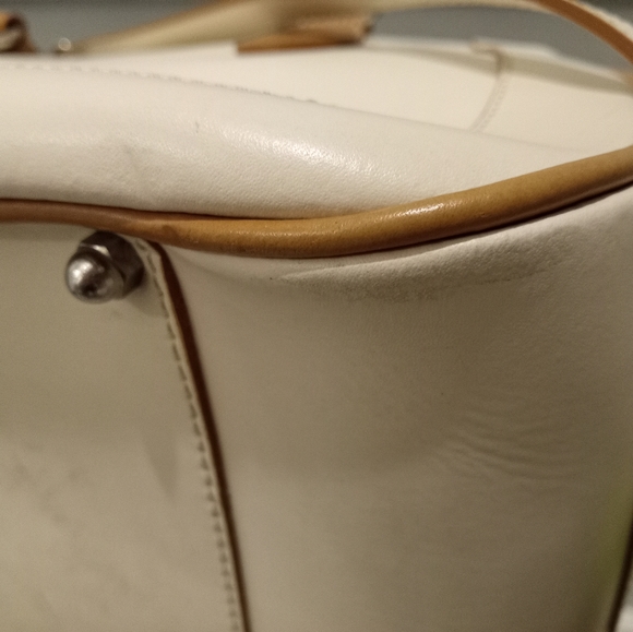 Nardelli ivory and camel leather crossbody bowler Boston bag - Picture 8 of 12